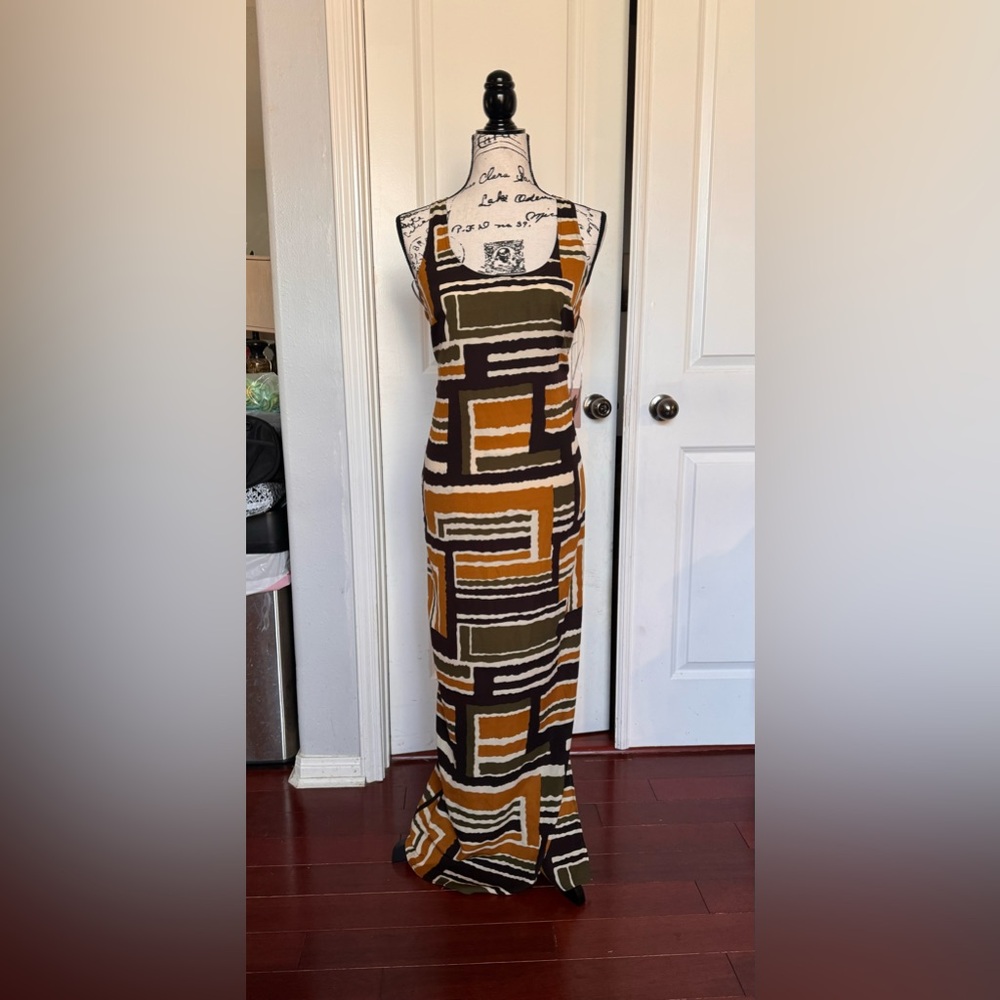 NWT Forever 21 Brown Geometric Maxi Dress